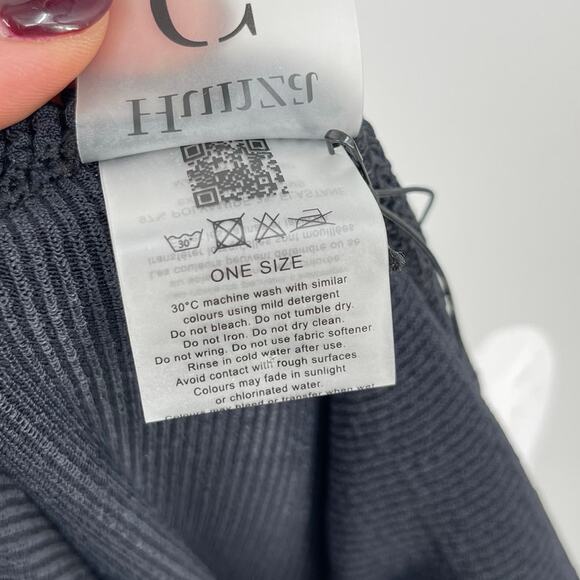 Hunza G | NWT Nancy Black One Shoulder Dress Crinklr Fabric OS - Picture 13 of 14